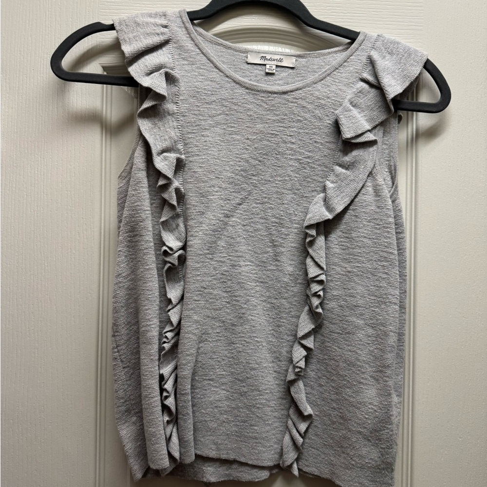 Madewell Light Gray Ruffle Tank Top
